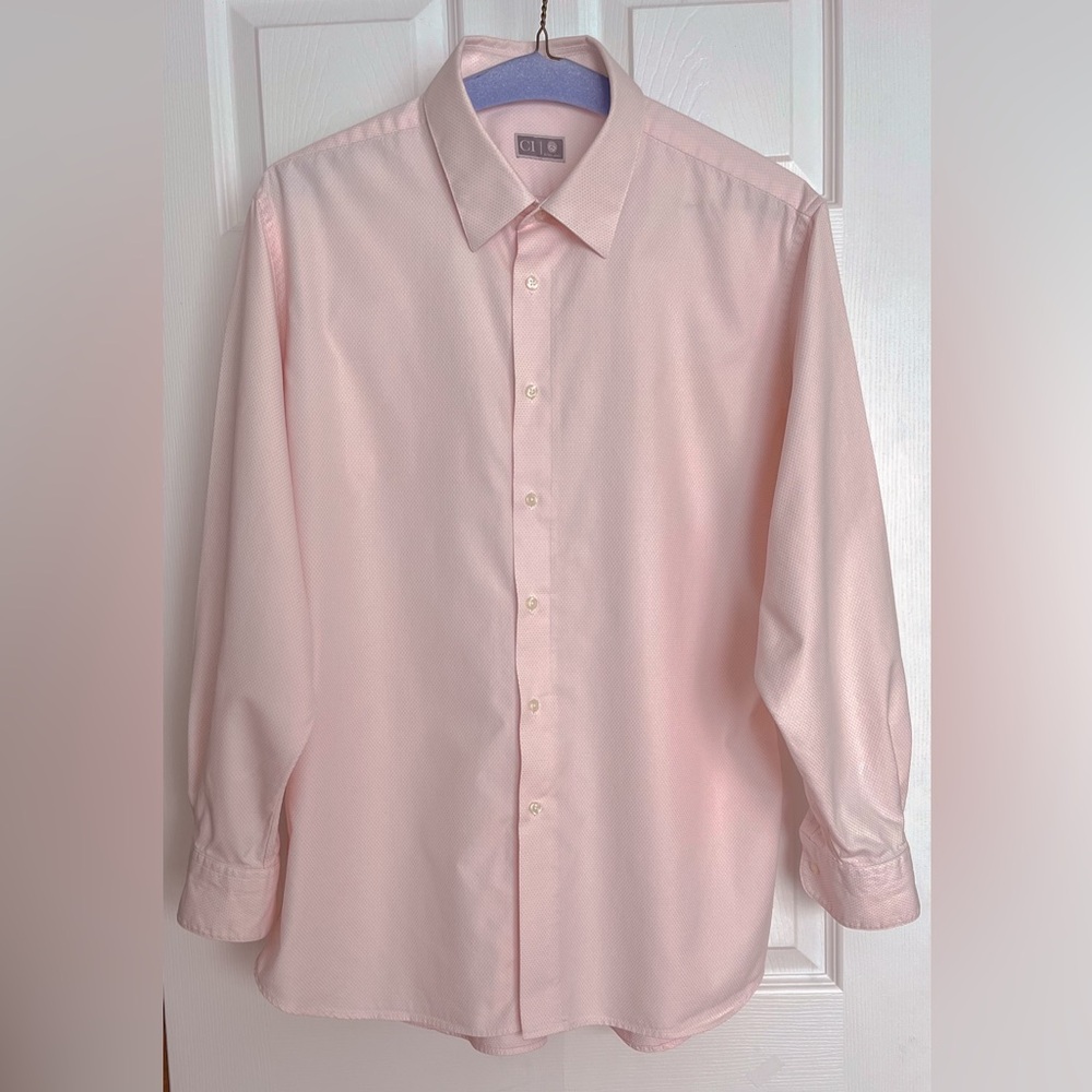 Tom James, Custom Made dress shirt 100% cotton, size 17.5 light pink